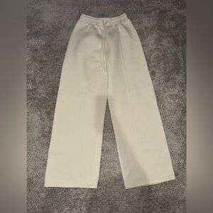 Zara Cream Wide-Leg Drawstring Sweatpants Size Small